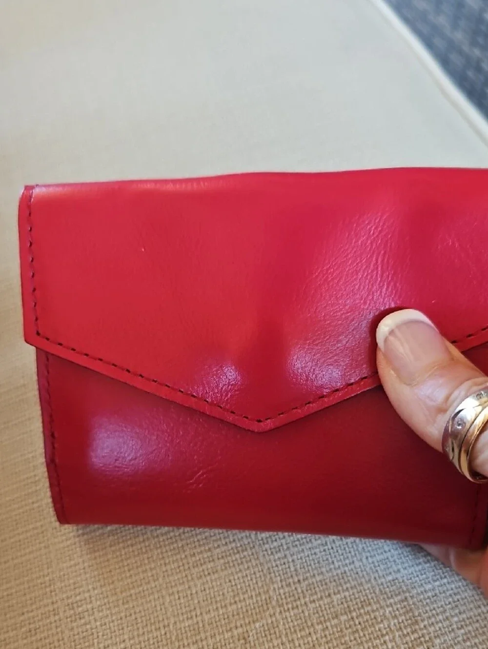 Patricia Nash Strawberry Pink Leather Wallet with Gold Metal Accented Closure.